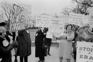 Women protest against the Federal Equal Rights Amendment in front of the White House, 1977. Library of Congress